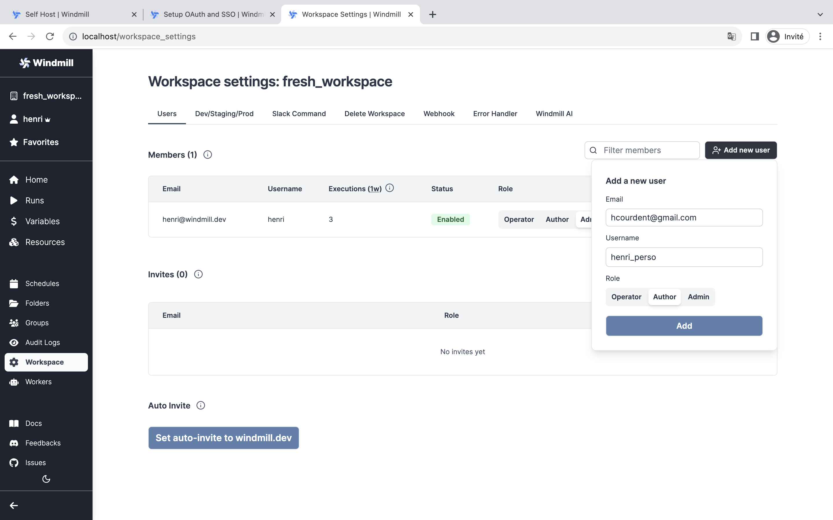 Manually add user to workspace Manually Add User to Workspace